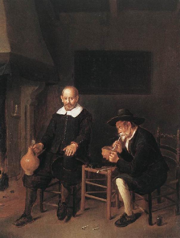 BREKELENKAM, Quiringh van Interior with Two Men by the Fireside f oil painting picture